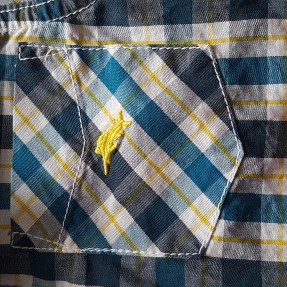 Tommy Bahama Cotton Blue White Yellow Check Button Down Shirt Boys Sz 18 Months - Picture 3 of 16